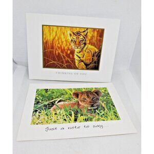 World Wildlife Fund 2004 Joh Naito Tiger & Lion Cub Greeting Cards | No Envelope
